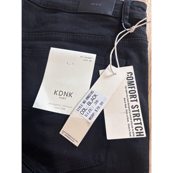 mens denim pants KDNK Black Distressed Stretch Jeans, Size 38x32 NWT - Picture 7 of 11